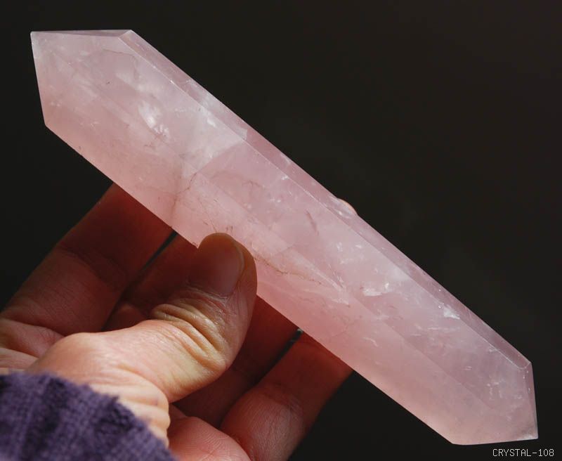 5.51" natural rose quartz crystal point clear soft pink