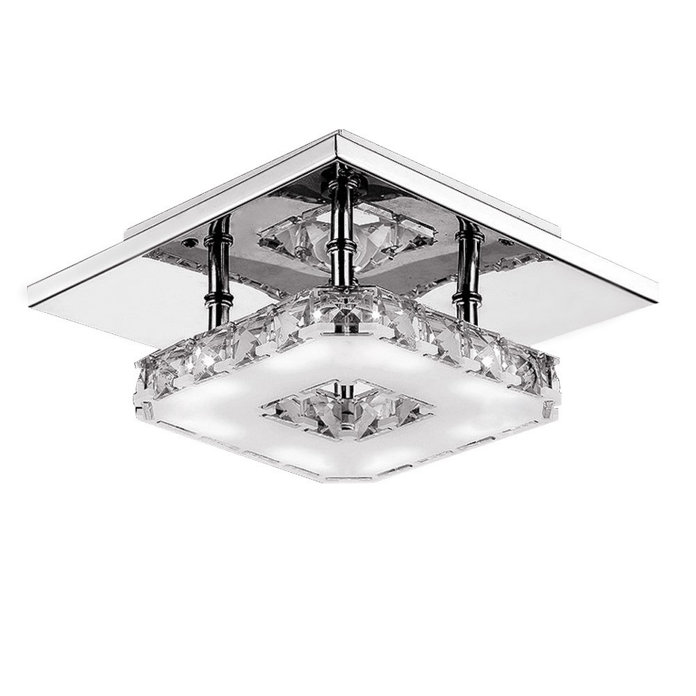 Moderno cristallo led soffitto lampada a sospensione acciaio inox ...