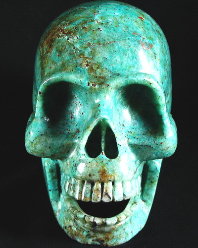 GIANT 7.4LB Chrysocolla Singing Skull,Crystal over 6.8"