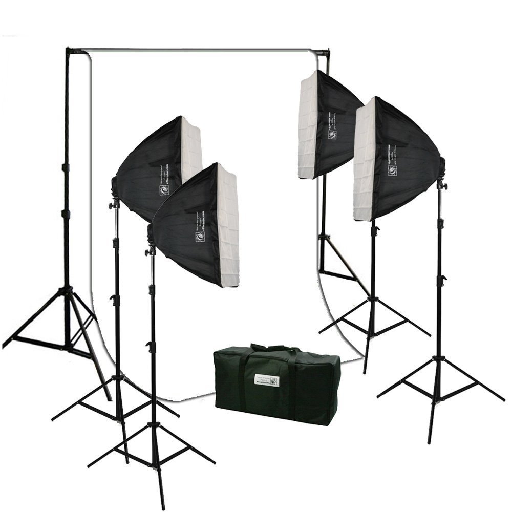 4 Softbox 3200 Watt Photography Video Lighting Kit With 10 x 12 White