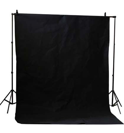 Telescopic Background Stand & Black Muslin backdrop New