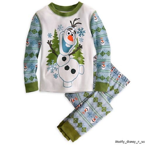NEW-Disney-Store-Boys-Frozen-Olaf-PJ-Pal-Pajamas-Two-Piece-Set-Long-Sleeve-Green