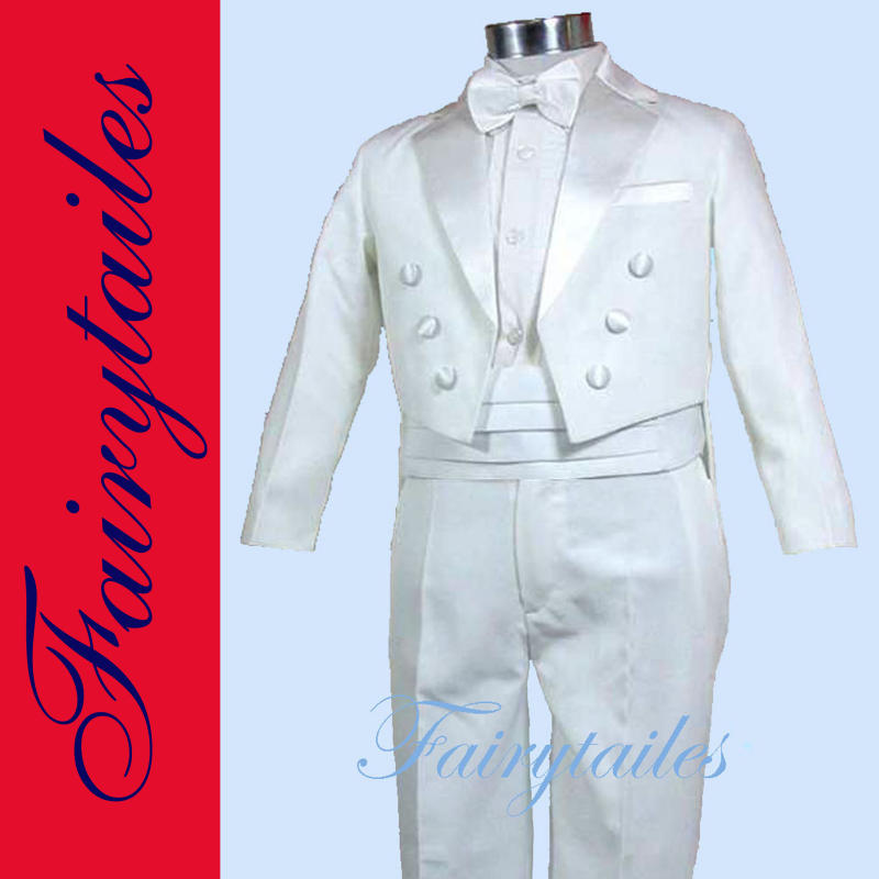 Boys Baptism Christening White Tuxedo Suit S 3-6 months