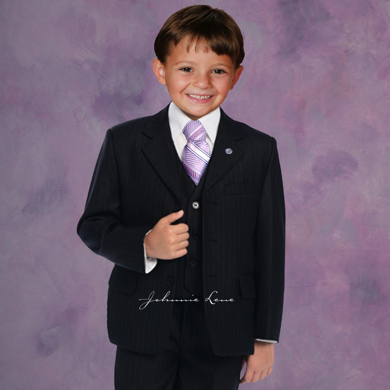 BRAND NEW BLACK PINSTRIPE BOY FORMAL DRESS SUIT SIZE 12