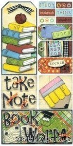 Bo Bunny Bookworm Cardstock Stickers-Bo Bunny, the bookworm, kids, school, cardstock stickers, scrapbooking, embellishments