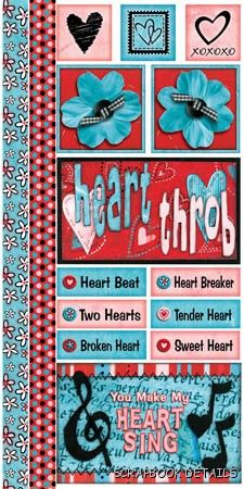 Bo Bunny Heart Throb Cardstock Stickers-Bo Bunny, heart throb, love, valentine, cardstock stickers, scrapbooking, embellishments