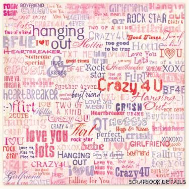 Flair Crazy 4 U Words 12 x 12 Cardstock-Flair, cardstock, paper, crazy 4 u, scrapbooking, love