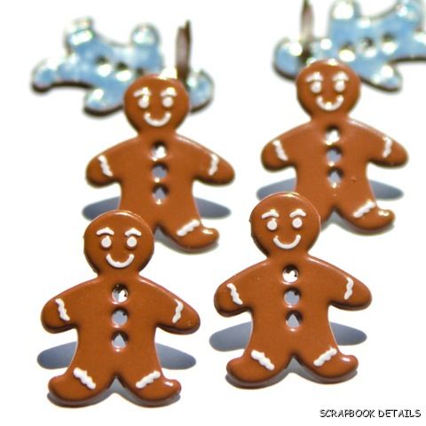 Eyelet Outlet Gingerbread Men Brads-gingerbread men brads, holidays, christmas, scrapbooking, embellishments, shaped brads, eyelet outlet