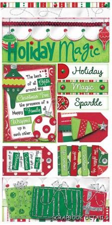 Bo Bunny Holiday Magic Cardstock Stickers-Bo Bunny, holiday magic, kids, christmas, cardstock stickers, scrapbooking, embellishments