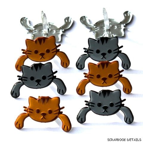 Eyelet Outlet Hanging Cat Brads-eyelet outlet, hanging cat, brads,  animals, pets, scrapbooking, embellishments