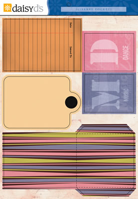 Daisy D's Classic Colors Library Pockets Die Cuts-daisy d's, daisy ds, classic colors, library pockets, tags, die cut sheet, scrapbooking, embellishments