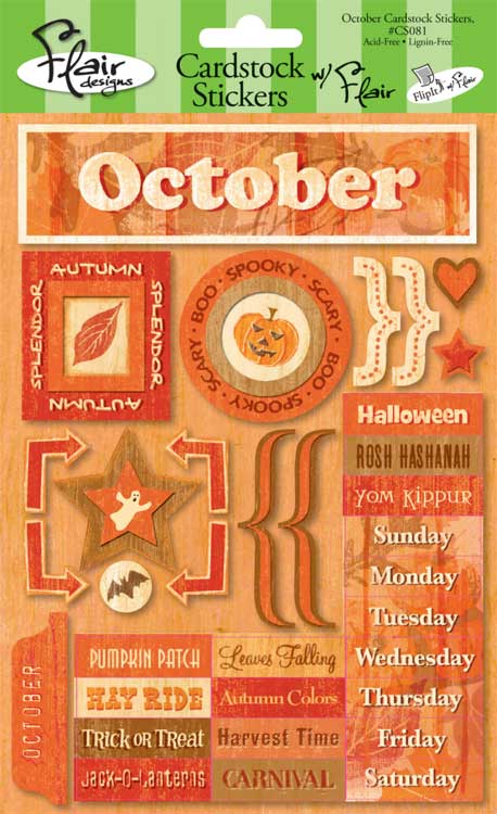 Flair October Days Cardstock Stickers-flair, october days, cardstock stickers, scrapbook, embellishments