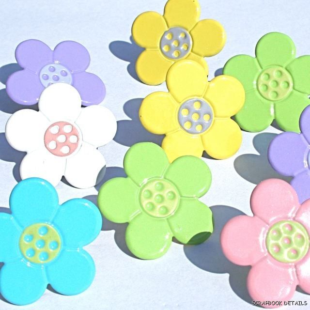Eyelet Outlet Pastel Flower Brads-pastel flower brads, spring, summer, scrapbooking, embellishments, shaped brads, eyelet outlet
