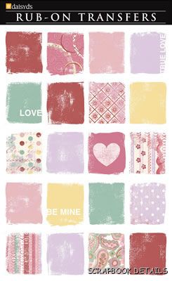 Daisy D's Painted Squares Rub Ons-daisy d's, daisy ds, painted square, holiday, rub ons, scrapbooking, embellishments, valentine, love