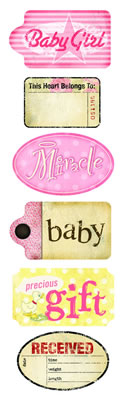 Daisy D's Baby Girl Nursery Tags Rub Ons-daisy d's, daisy ds, baby girl nursery tags, rub ons,  scrapbooking, embellishments