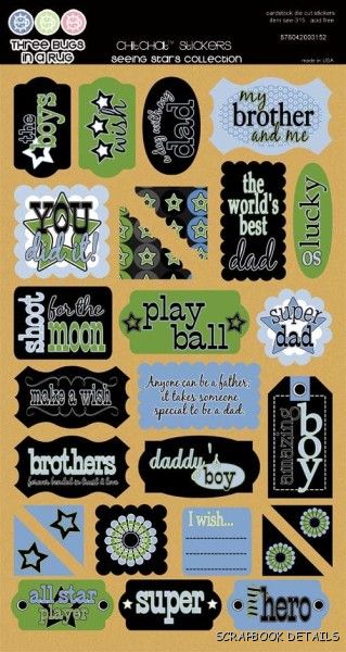 3 Bugs In a Rug Seeing Stars Cardstock Stickers-three bugs in a rug, seeing stars, cardstock stickers, scrapbooking, sports, embellishments, 3 bugs in a rug