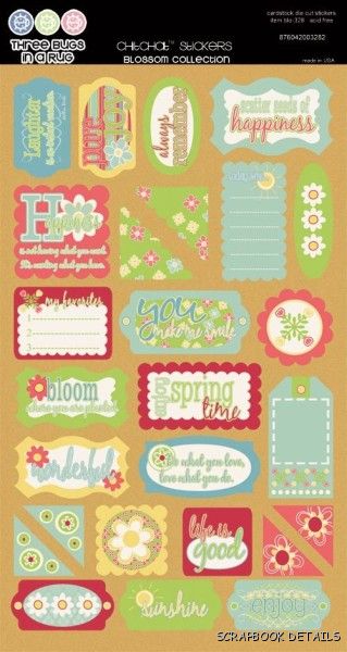 3 Bugs In a Rug Blossom Shop Cardstock Stickers-three bugs in a rug, blossom, cardstock stickers, scrapbooking, embellishments