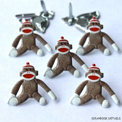 Eyelet Outlet Sock Monkey Brads-eyelet outlet, sock monkey, brads,  kids, scrapbooking, embellishments