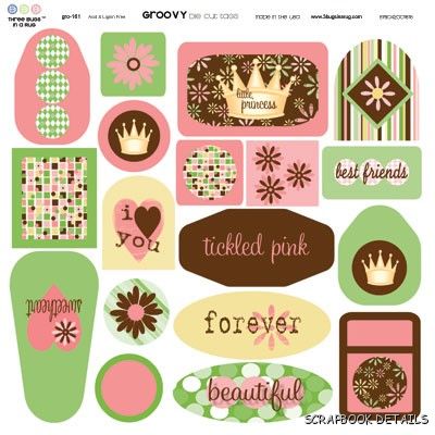 3 Bugs In a Rug Groovy Die Cut Tags-three bugs in a rug, groovy, die cut tags, scrapbooking, embellishments, 3 bugs in a rug, cardstock