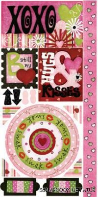Bo Bunny XOXO Cardstock Stickers-Bo Bunny, xoxo, kids, valentine, cardstock stickers, scrapbooking, embellishments, love