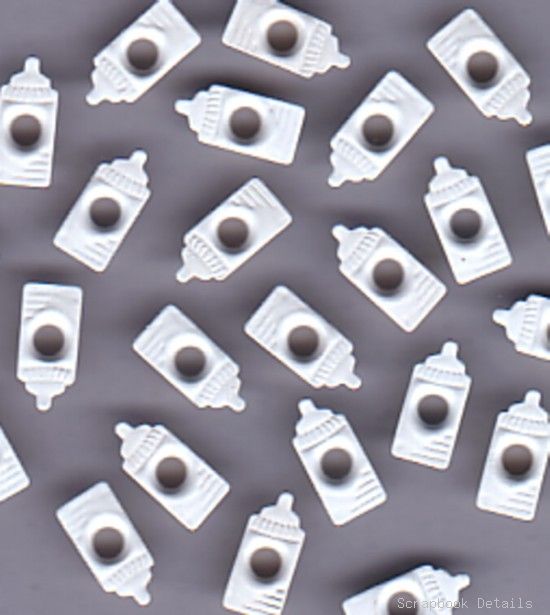 White Baby Bottle Eyelets (W)-white baby bottle eyelets, scrapbooking, embellishments, card making, baby shower