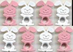 Pink & White Bunny Eyelets (W)-bunny eyelets, card making, scrapbooking embellishments, easter