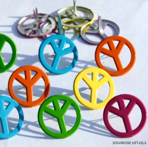 Eyelet Outlet Peace Sign Brads-eyelet outlet, peace sign, brads,  kids, scrapbooking, embellishments