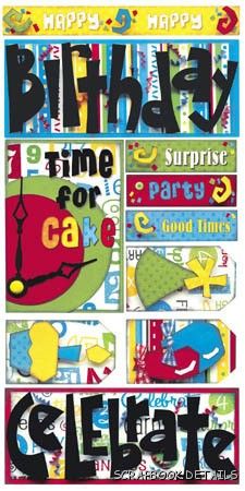 Bo Bunny Time For Cake Cardstock Stickers-Bo Bunny, time for cake, kids, school, cardstock stickers, scrapbooking, embellishments, birthday party