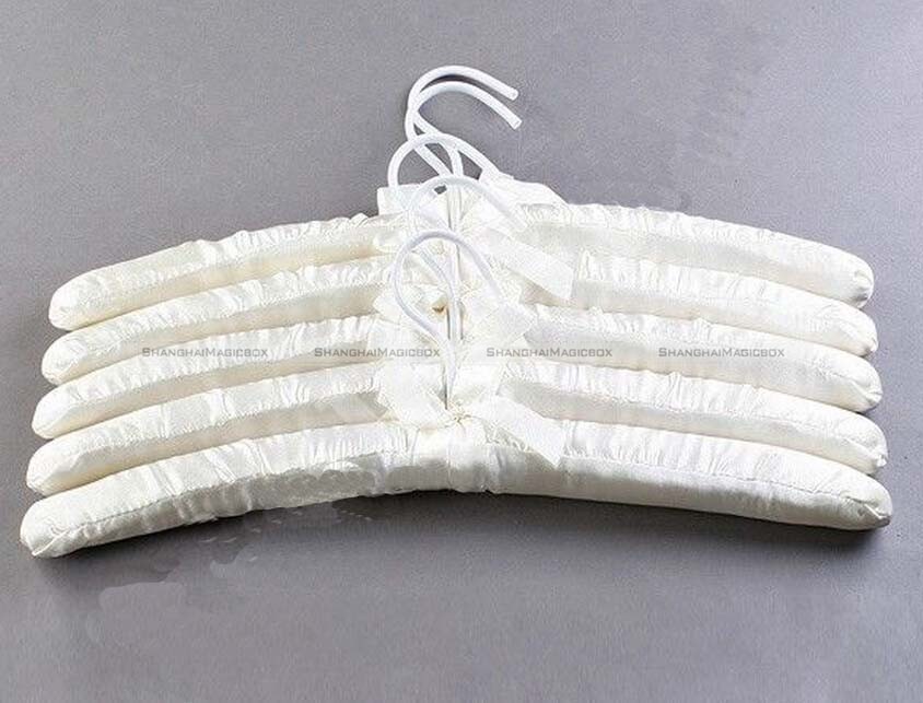 5pcs Cream Milk white Satin Padded Coat Clothes Hook Hangers eBay