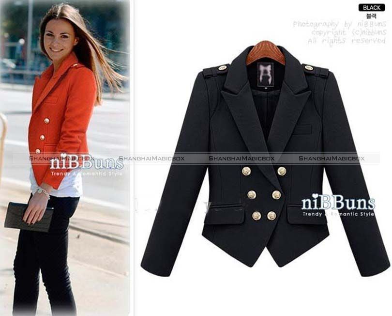 Women Fashion Vintage Double Breasted Short Suit Coat Jacket Outwear