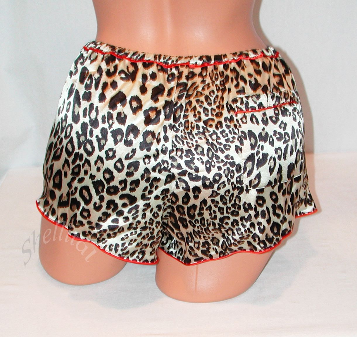 Victoria's Secret Silky SATIN BOXER PAJAMA SHORTS Leopard Animal Print