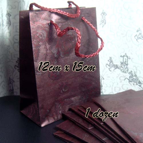 1 dozen 5x6" embroider Rose colour Paper Gift Bags