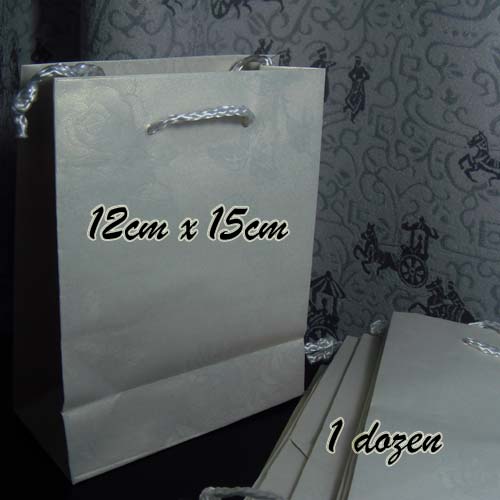 12 Pieces 5x6" embroider Grey Jewelry Paper Gift Bags