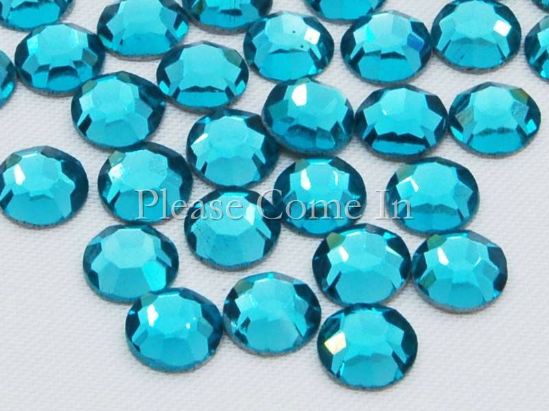144-Hot-Fix-Iron-On-Crystal-Rhinestone16ss-Blue-Zircon