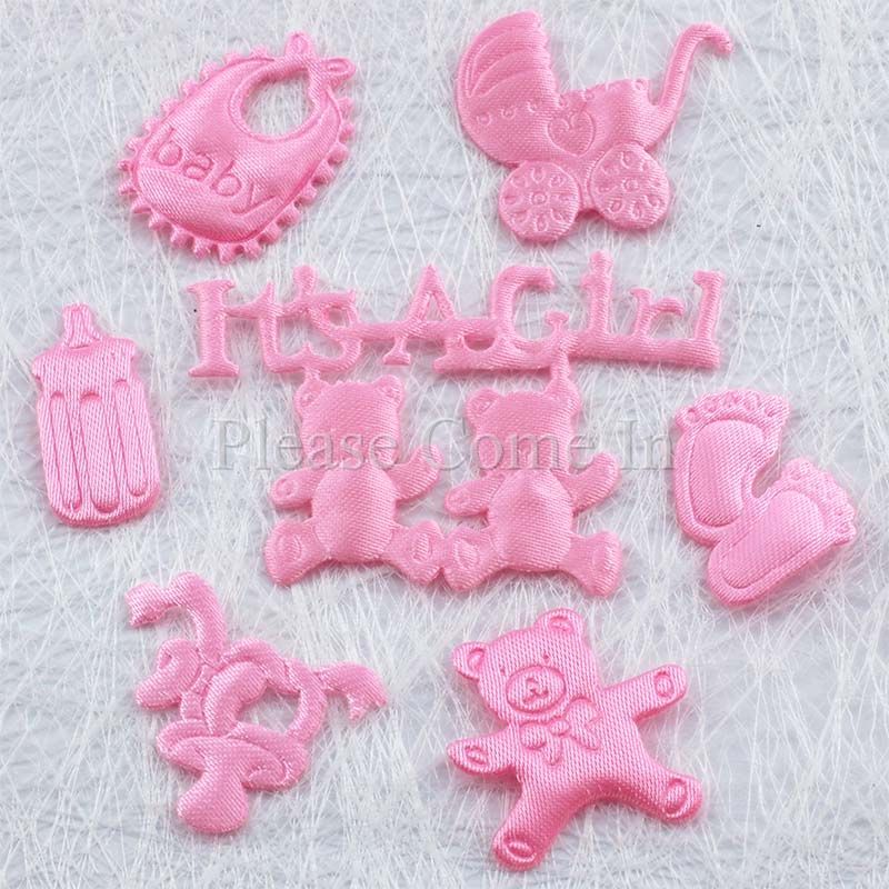 100 Fabric Applique Embellishments for Scrapbooking & Baby Shower - Picture 3 of 27