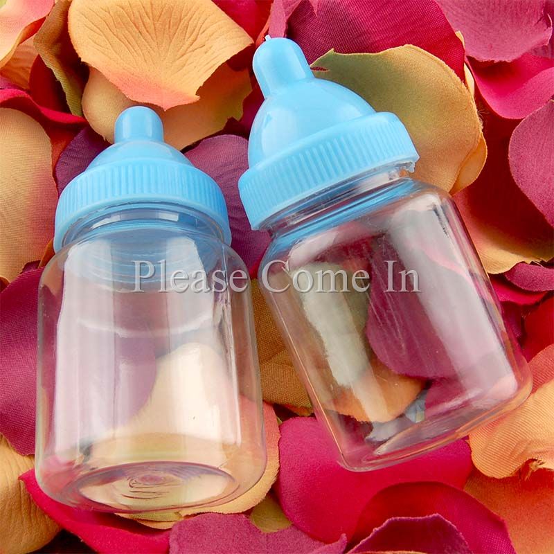 36pcs Mini Blue Baby Bottle Baby Shower Favours Christening Gift