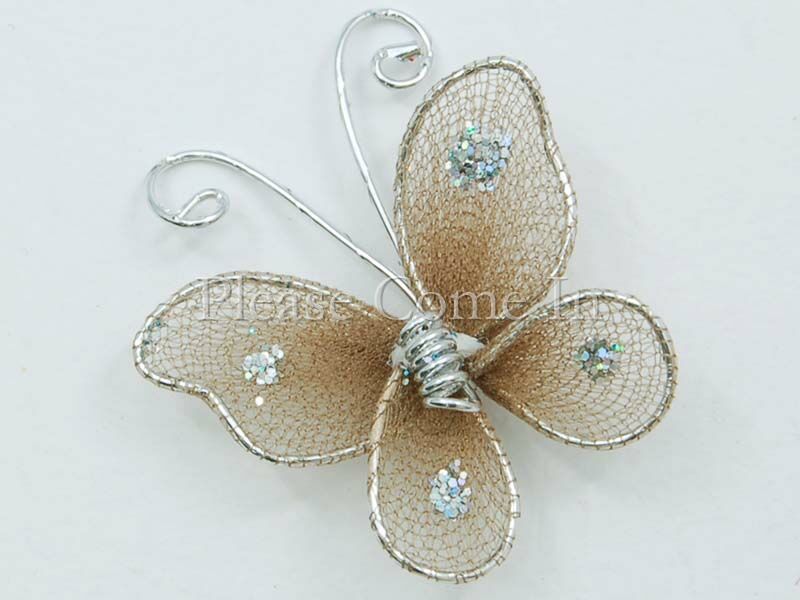 100 Stocking Butterfly Wedding Decor 2.5cm Antique Gold