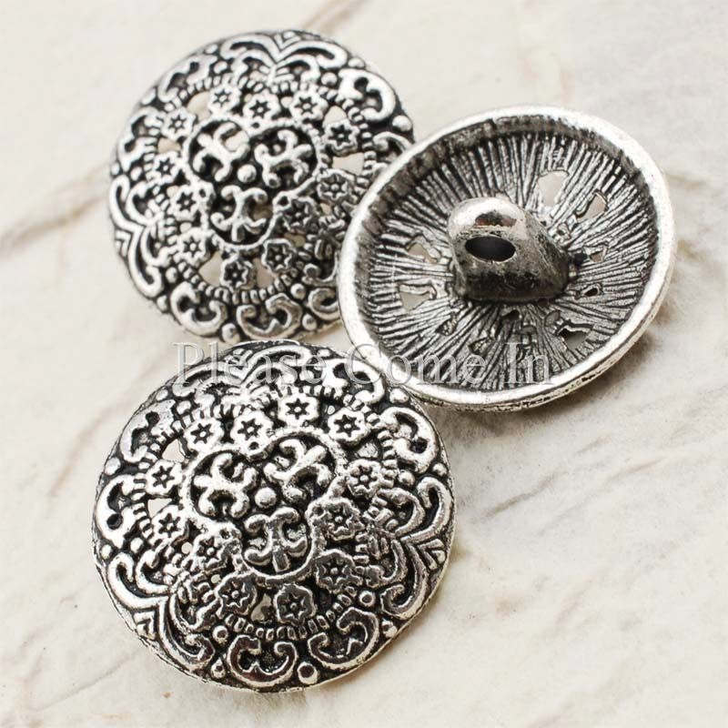 25-Tibetan-Silver-Fleur-de-lis-Button-Charm-Bead