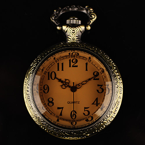 NEW MENS BRONZE ANTIQUE QUARTZ POCKET WATCH CHAIN GIFT