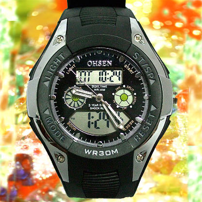 New band QUARTZ ALARM SPORTmanBLACK WATCH freeGIFT W066