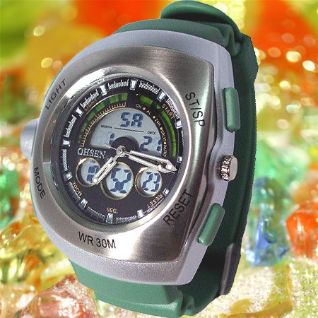 New BANDman QUARTZ ALARM SPORTgreen WATCH freeGIFT W063