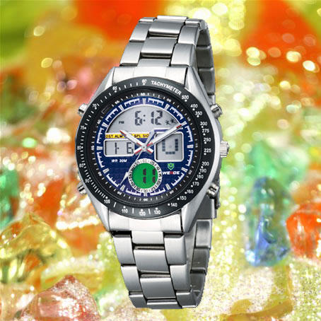 New band men quartz ALARM free wr STEEL WATCH blue W101