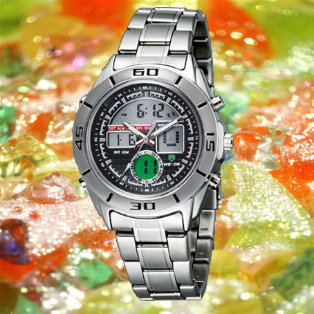 New bandMAN quartz ALARM STEELblack WATCH freeGIFT W092