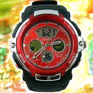 NewBANDman QUARTZ ALARM freeBLACKwrSPORT Red Watch W017