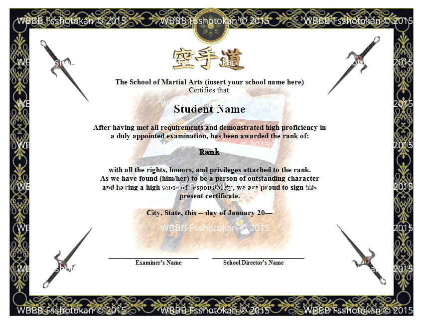 martial arts certificate template