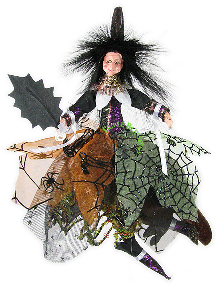 8-HALLOWEEN-WITCH-POSEABLE-ORNAMENT-RICH-DETAILED-803