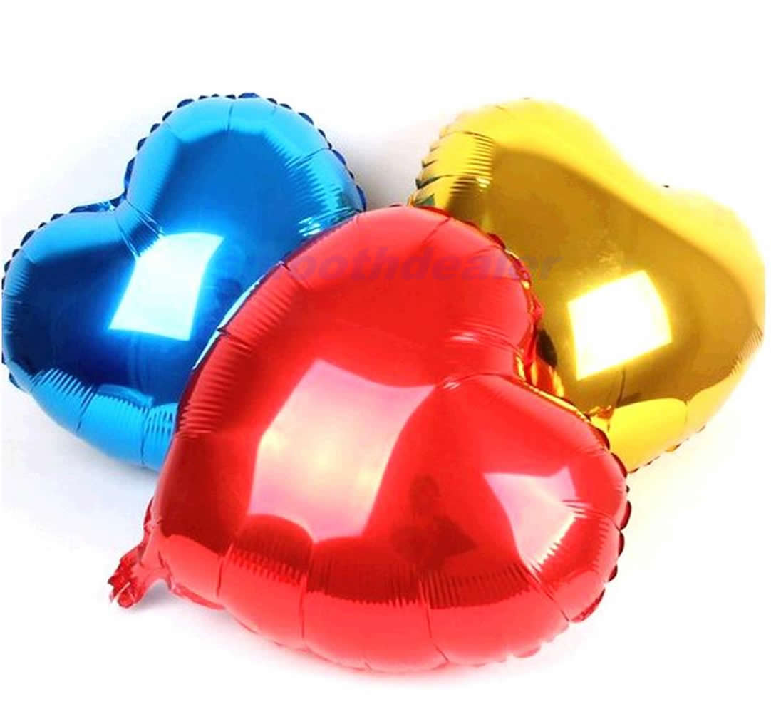 5Pcs Aluminum Heart Shape Foil Balloons Metallic Balloon Wedding Party