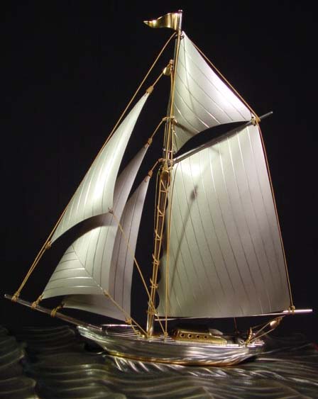 Takehiko Japan Sterling Silver Yacht Double Wood Case