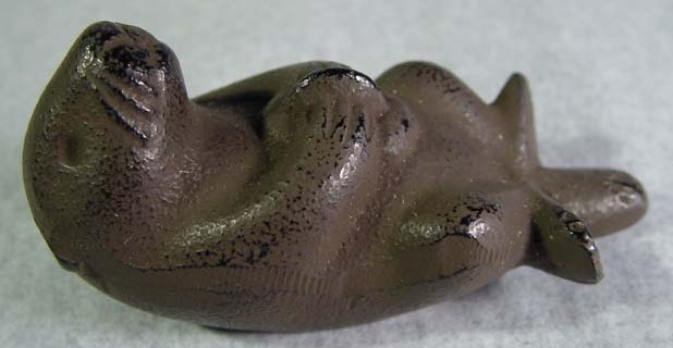 Japan Cast Iron Paperweight Figurine Adorable Sea Otter