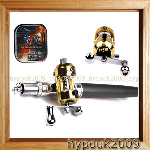 New-Mini-Fishing-Fish-Rod-Pocket-Pen-Reel-Pole-Fly-Stick-Ice-Nylon-Line-Set